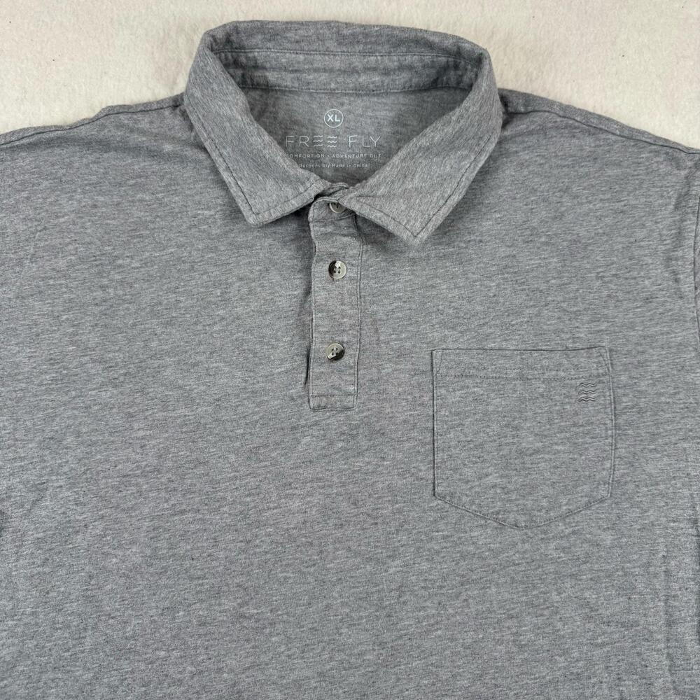 Free Fly Polo Shirt Mens Size XL Gray Bamboo Cotton Pocket Tagless Casual Summer